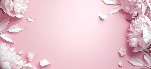 mockup with pink background and surrounding peonies