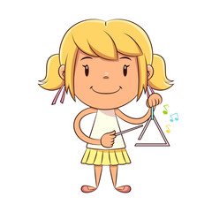 Girl playing triangle