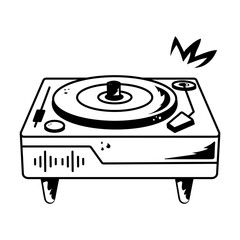 Easy to edit doodle icon of a turntable 