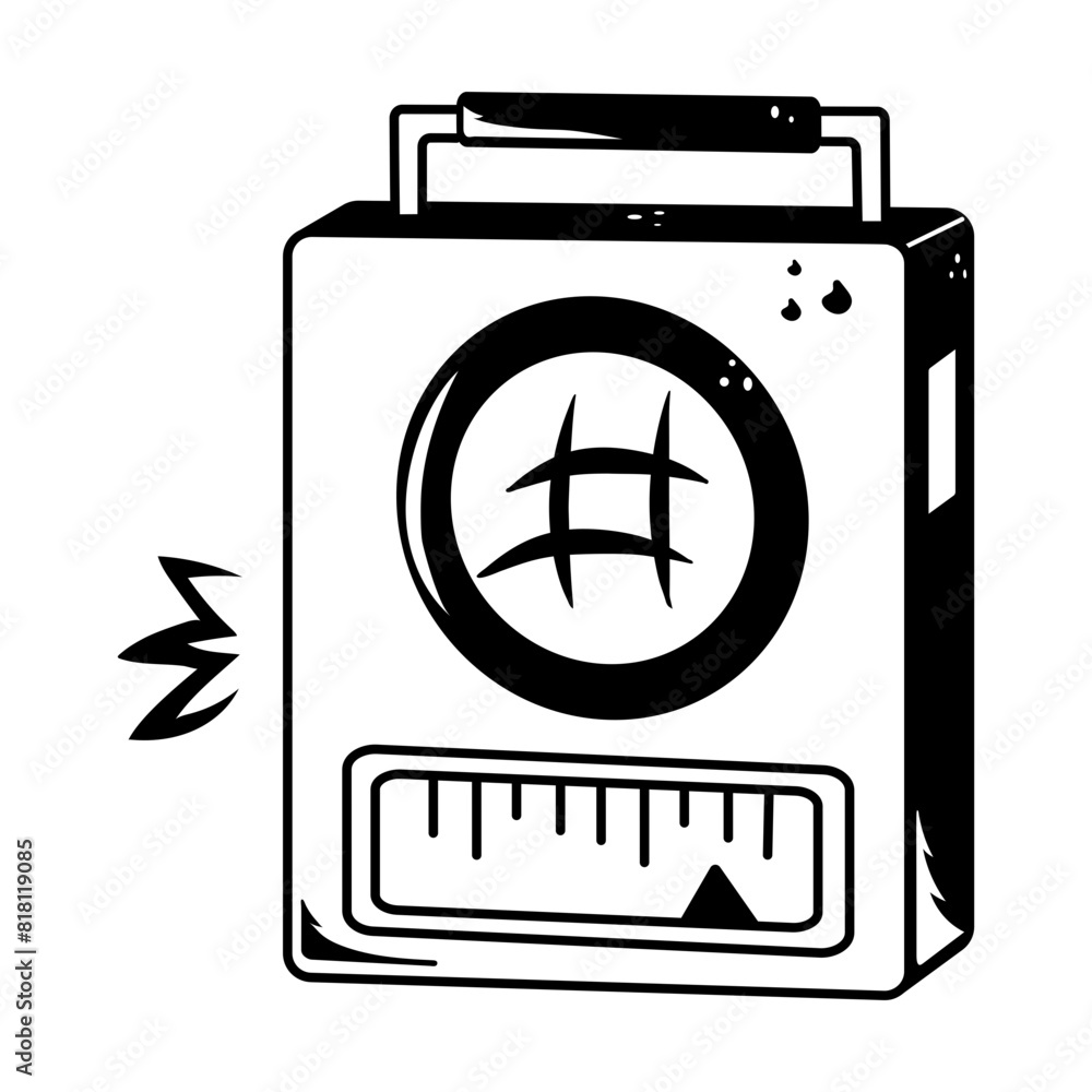 Poster check out doodle icon of a radio set