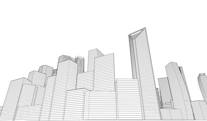 Obraz premium Modern city architecture 3d illustration