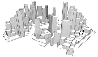 3d render of a city