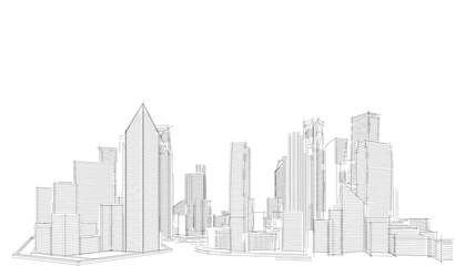 Modern city architecture 3d illustration