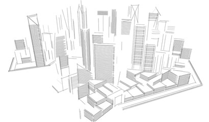 Modern city architecture 3d illustration