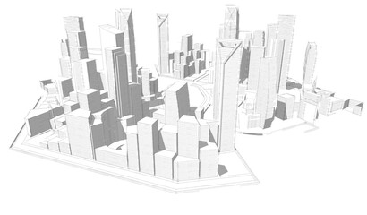 Fototapeta premium Modern city architecture 3d illustration