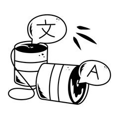 Handy doodle icon depicting language interpretation 