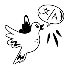 Handy doodle icon of language peace 