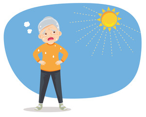 elderly thirsty from heat of the summer sun