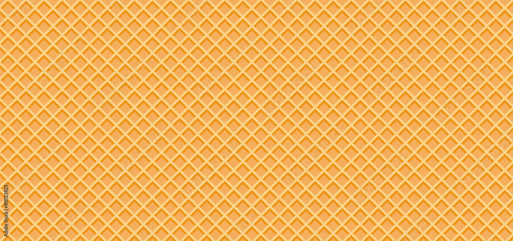 Wall mural background pattern texture wafer waffle. ice cream cone vector texture.