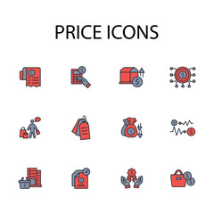 Price icon set.vector.Editable stroke.linear style sign for use web design,logo.Symbol illustration.
