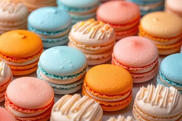 Obraz premium Various colorful sweet macarons professional advertising food photography