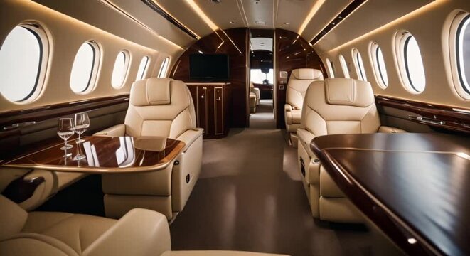 interior of luxury private jet