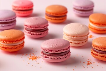 Fototapeta premium Various colorful sweet macarons professional advertising food photography