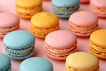 Obraz premium Various colorful sweet macarons professional advertising food photography