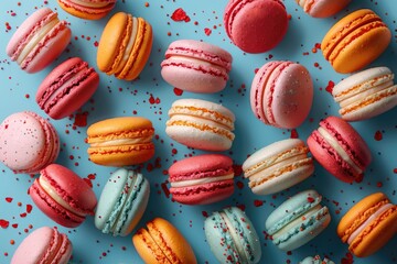 Obraz premium Various colorful sweet macarons professional advertising food photography