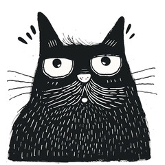 Funny cat Illustration. Black Cat Silhouette. Funny Cat. Isolated Illustration AI. 