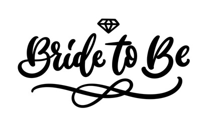 Bride to be text, hand drawn calligraphy. Modern handwritten brush lettering design. Bride to Be - text composition. Vector typography.