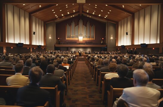 Audience at modern church event
