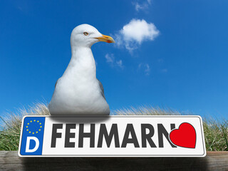 Liebe Ostseeinsel Fehmarn, Autonummernschild mit Herz