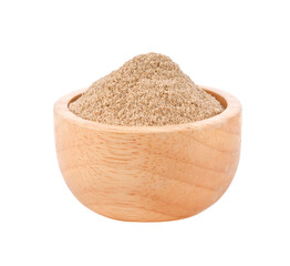 Finely ground white pepper in wood bowl on transparent png
