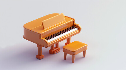 cartoon 3d icon of piano simple shapes as if made