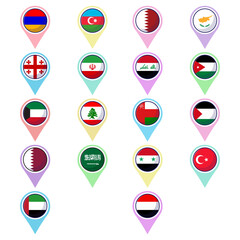 Flat vector of West Asian countries flag icon mascot collection