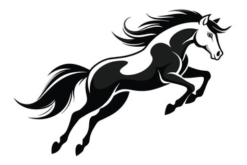Jumping horse vector black white background