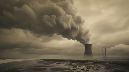 A nuclear power tower producing smoke UHD wallpaper