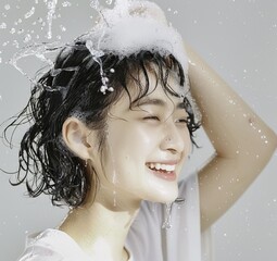 Chinese Girl Washing Her Hair