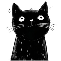 Funny cat Illustration. Black Cat Silhouette. Funny Cat. Isolated Illustration AI. 