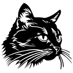 Funny cat Illustration. Black Cat Silhouette. Funny Cat. Isolated Illustration AI. 