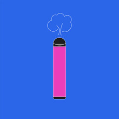 illustration of a vape pen with vapor on a blue background