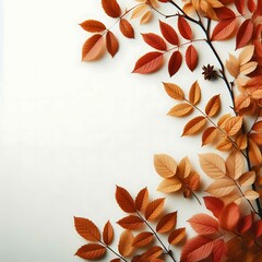 Fototapeta premium autumn leaves decoration isolated on white background with copy space for frame and greeting card.