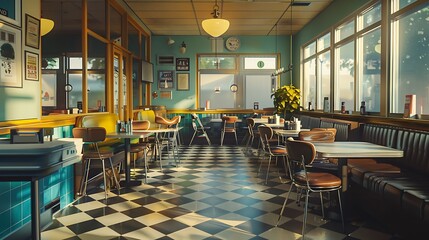 Fototapeta na wymiar Empty Diner interior,