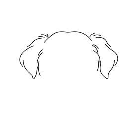 Vector isolated dog puppy top of the head with ears  colorless black and white contour line easy drawing