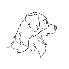 Vector isolated dog side view one single contemporary line art colorless black and white contour line easy drawing