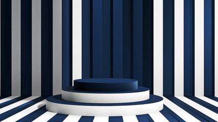 Nautical stripes mock up podium or pedestal display a Nautical stripes patterns, set of  backgrounds