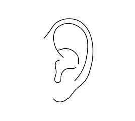 Vector isolated one single human ear colorless black and white contour line easy drawing