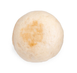 Delicious chinese steamed bun isolated on white, top view