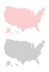 USA map in dot style with red, black, and white background