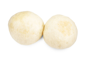 Delicious chinese steamed buns isolated on white, top view