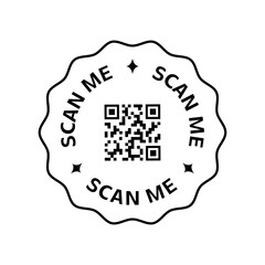 QR code with scan me text in decorative border