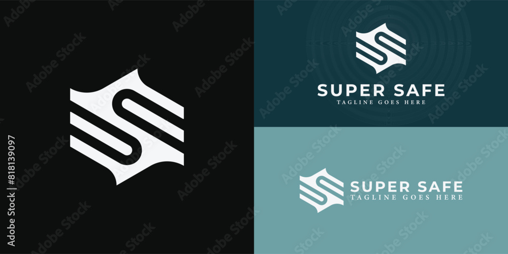 Poster abstract initial hexagon letter s or ss logo in white color isolated on multiple background colors. 