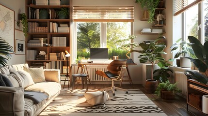 Obraz premium 3d rendering interior of cozy living room.