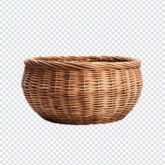 Fototapeta premium Wicker basket isolated on transparent background with clipping path