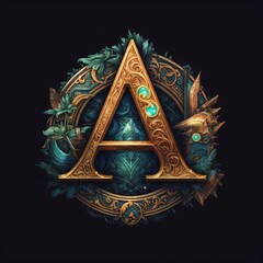 Luxury ornamental capital letter A in the Gothic style.