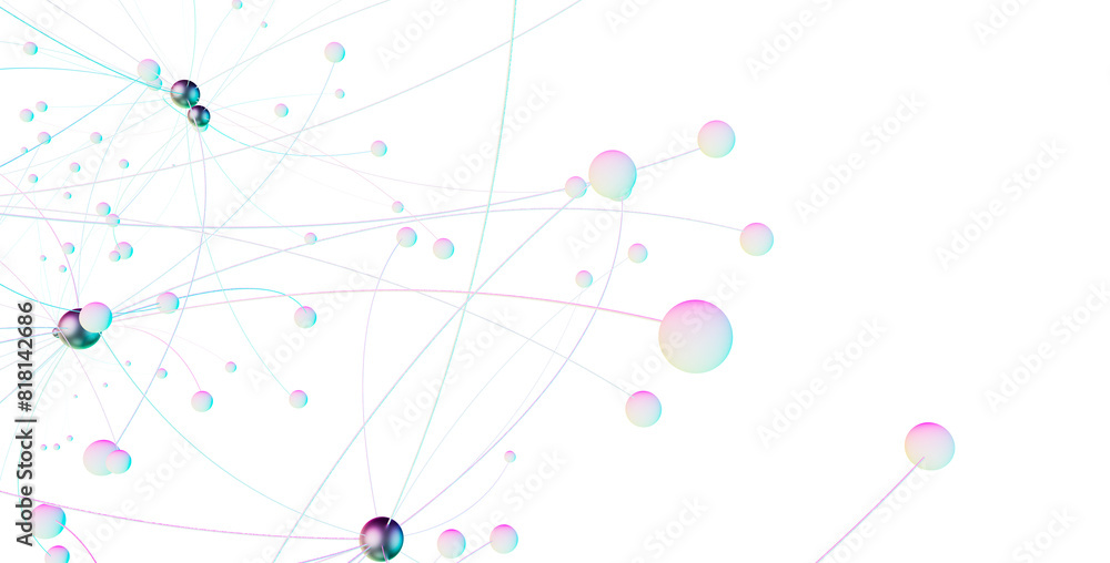 Poster gene lines and nodes, biological gene structure, 3d rendering.