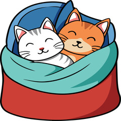 Cartoon funny cat isolated on white background