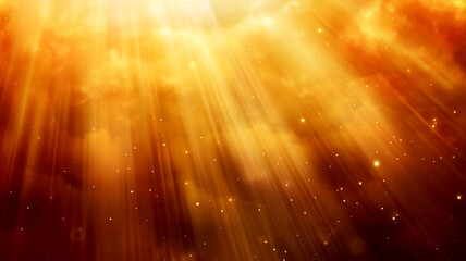 Abstract background with sun rays through golden clouds