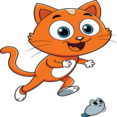 Cartoon funny cat isolated on white background